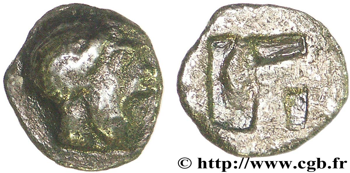 MASSALIA - MARSEILLE Hémiobole du type du trésor d&nbsp;Auriol à la tête de satyre TTB+