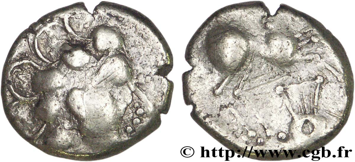 GALLIA - ÆDUI (BIBRACTE, Area of the Mont-Beuvray) Denier à la lyre XF