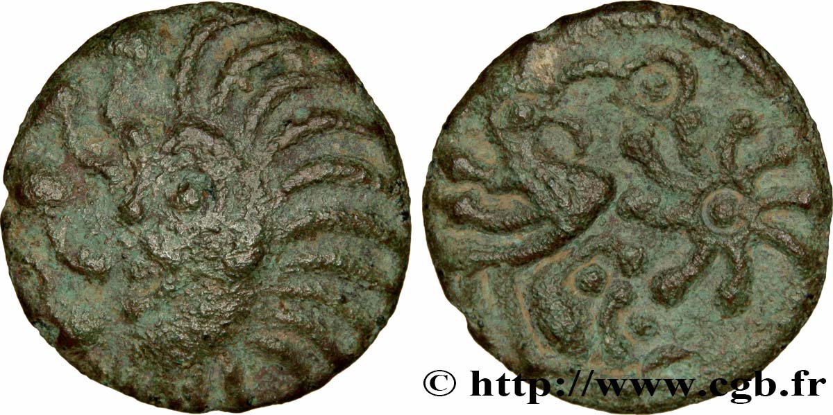 GALLIA - BELGICA - BELLOVACI (Región de Beauvais) Bronze au coq à tête humaine BC+/MBC