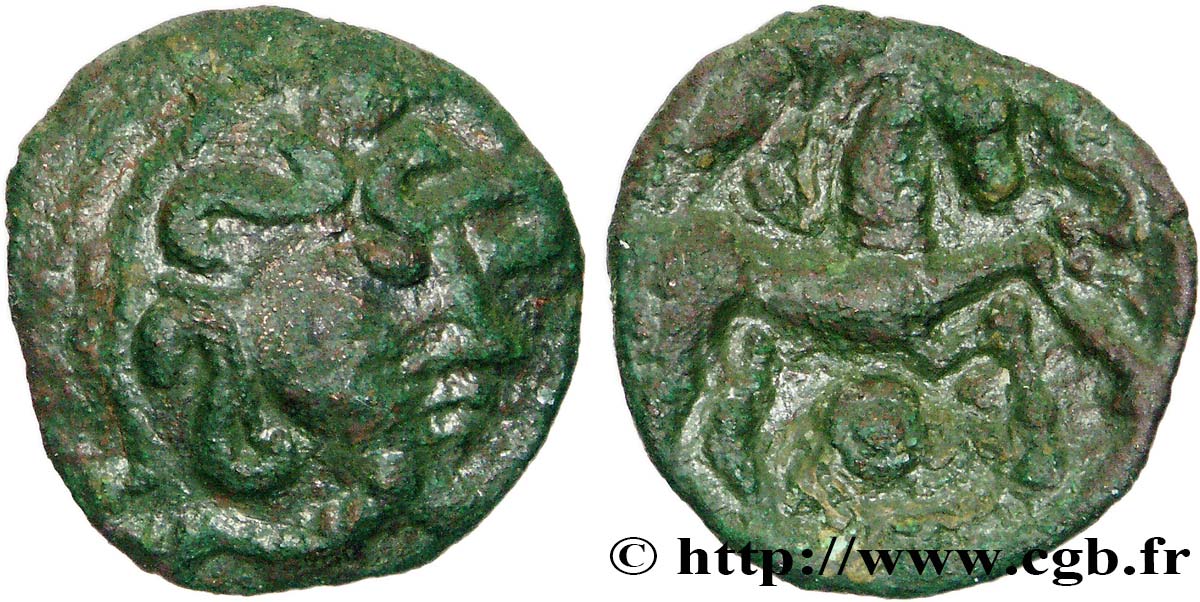 GALLIA BELGICA - AMBIANI (Regione di Amiens) Bronze au cheval et à la tête coupée q.BB