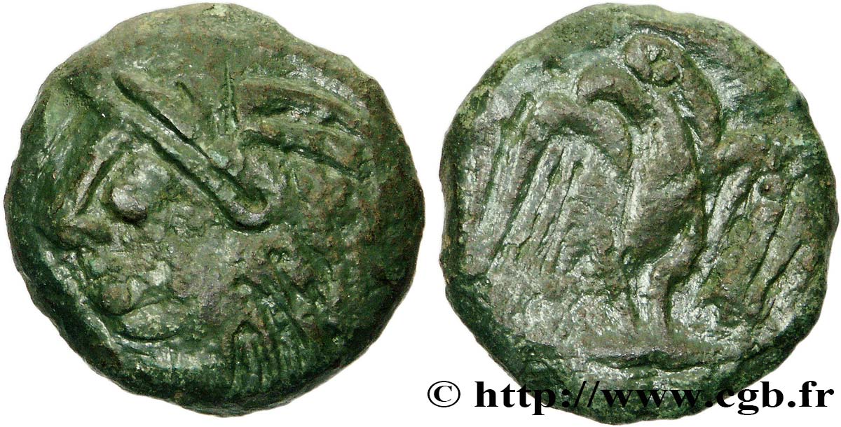 GALLIA - CARNUTES (Región de la Beauce) Bronze lourd à l’aigle et au croissant BC+/BC