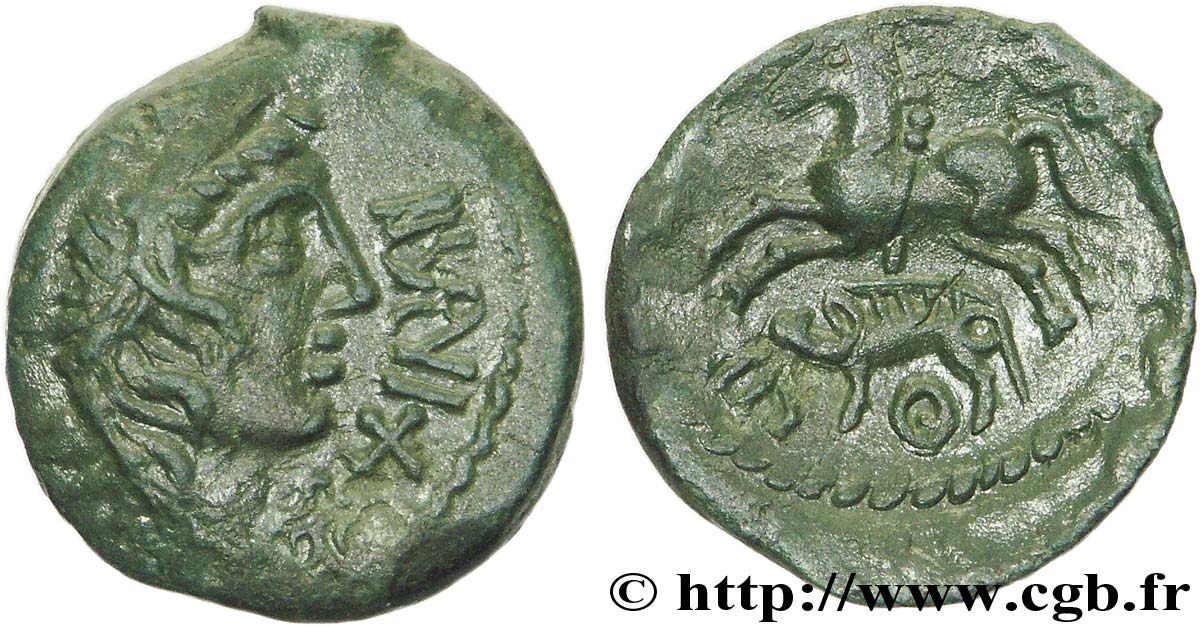 GALLIA - AULERCI EBUROVICES (Area of Évreux) Bronze IBRVIXS au cheval et au sanglier AU