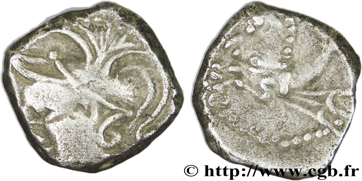 ALLOBROGES (Région du Dauphiné) Denier à l’hippocampe, tête à gauche TTB