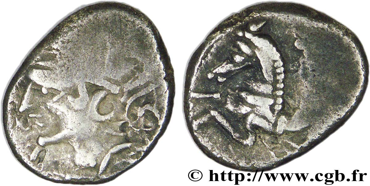 ALLOBROGES (Région du Dauphiné) Denier à l’hippocampe, tête à gauche TTB