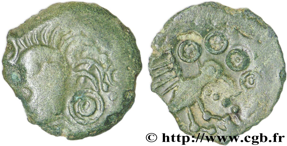 GALLIA BELGICA - MELDI (Regione di Meaux) Bronze à l’aigle et au sanglier, classe III MB/q.SPL