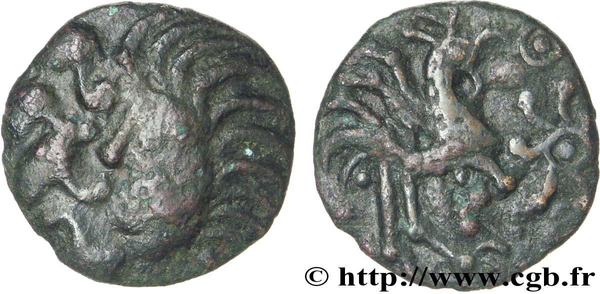 GALLIEN - BELGICA - BELLOVACI (Region die Beauvais) Bronze au coq à tête humaine fSS/SS