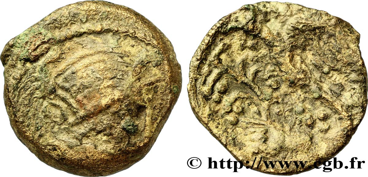 GALLIA - CARNUTES (Area of the Beauce) Bronze PIXTILOS classe III à l’oiseau et à la main VF/VF