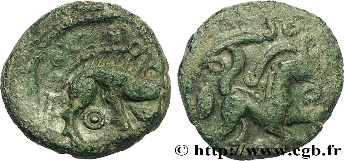GALLIA BELGICA - AMBIANI (Regione di Amiens) Bronze au cheval et au sanglier, “type des dépôts d’Amiens” q.SPL