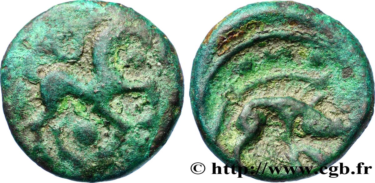 GALLIA BELGICA - AMBIANI (Regione di Amiens) Bronze au cheval et au sanglier, “type des dépôts d’Amiens” q.BB/BB