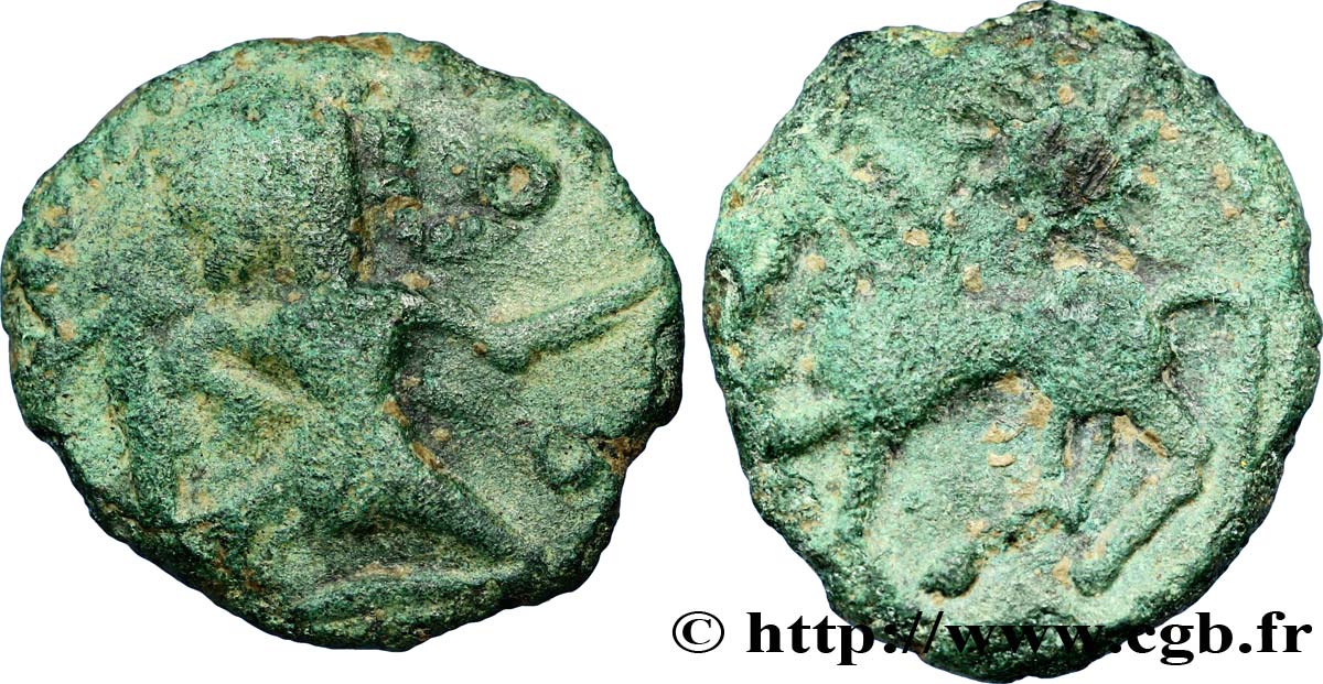 GALLIA BELGICA - BELLOVACI (Area of Beauvais) Bronze au personnage courant, cheval à gauche VF
