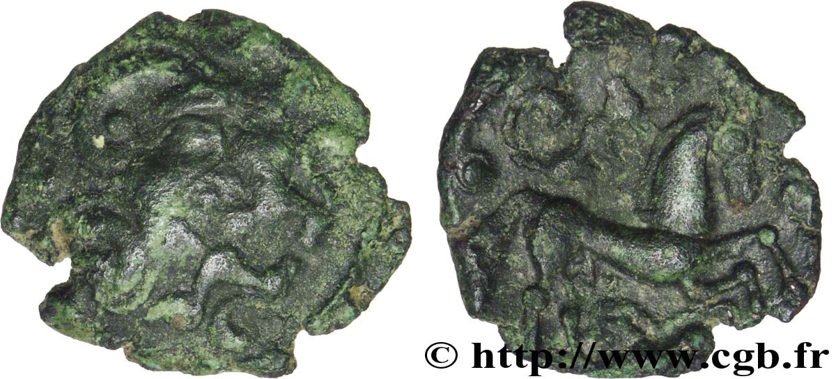 GALLIEN - BELGICA - BELLOVACI, Ungewiß Bronze imitant les drachmes carnutes LT. 6017 S/fSS