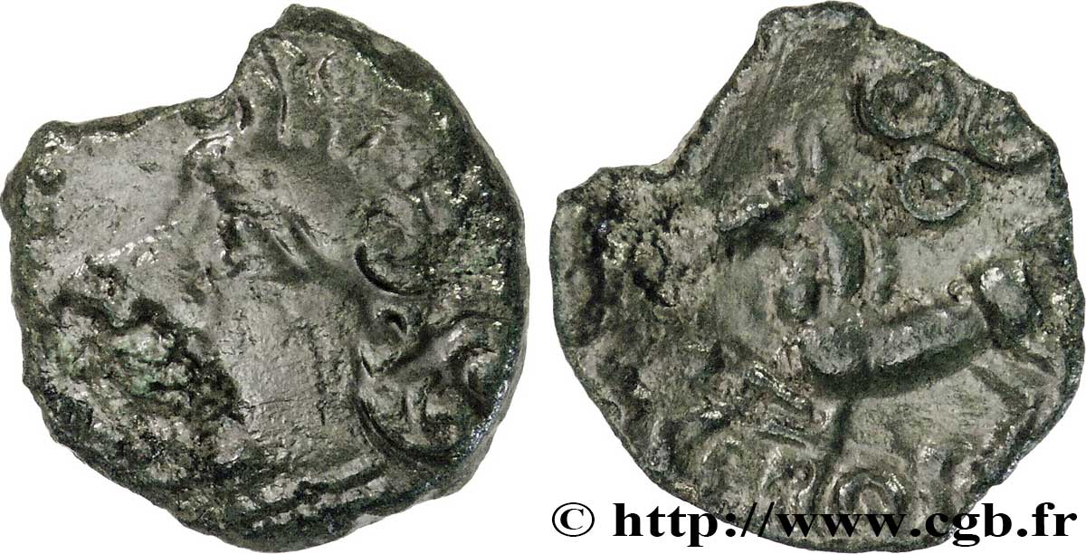 GALLIA - BITURIGES CUBI (Area of Bourges) Bronze EAROS au cheval et aux annelets pointés VF/XF