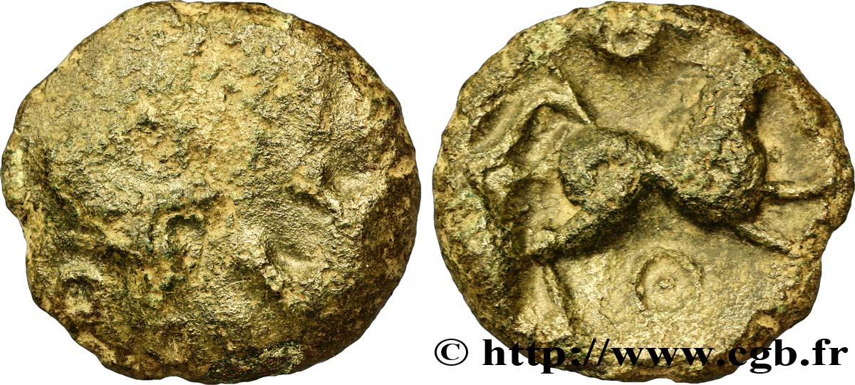 AULERCI EBUROVICES / AMBIANI, Unspecified Bronze aux sangliers et au cheval q.MB/BB