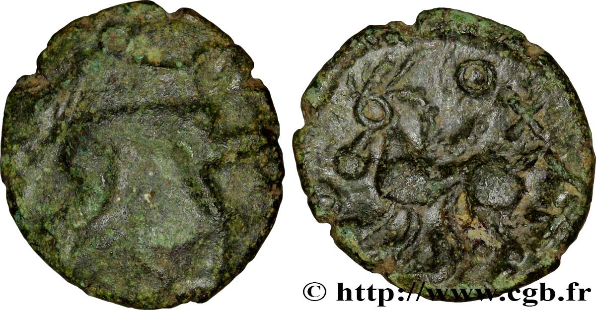 AULERCI EBUROVICES / AMBIANI, Unspecified Bronze (...)OX au sanglier et au cheval VF/AU