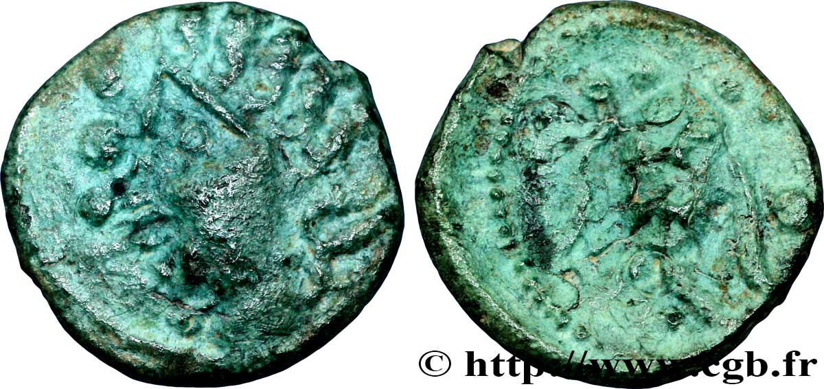 GALLIA BELGICA - AMBIANI (Región de Amiens) Bronze à la tête de face, BN. 8405 BC+/MBC
