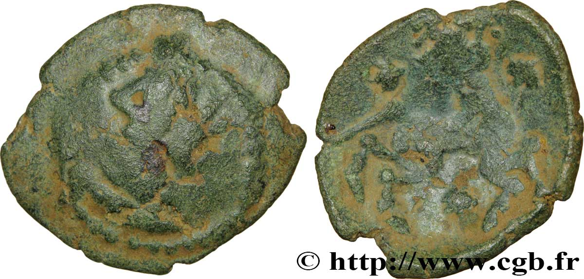 GALLIA BELGICA - BELLOVACI (Area of Beauvais) Bronze au personnage agenouillé F/VF