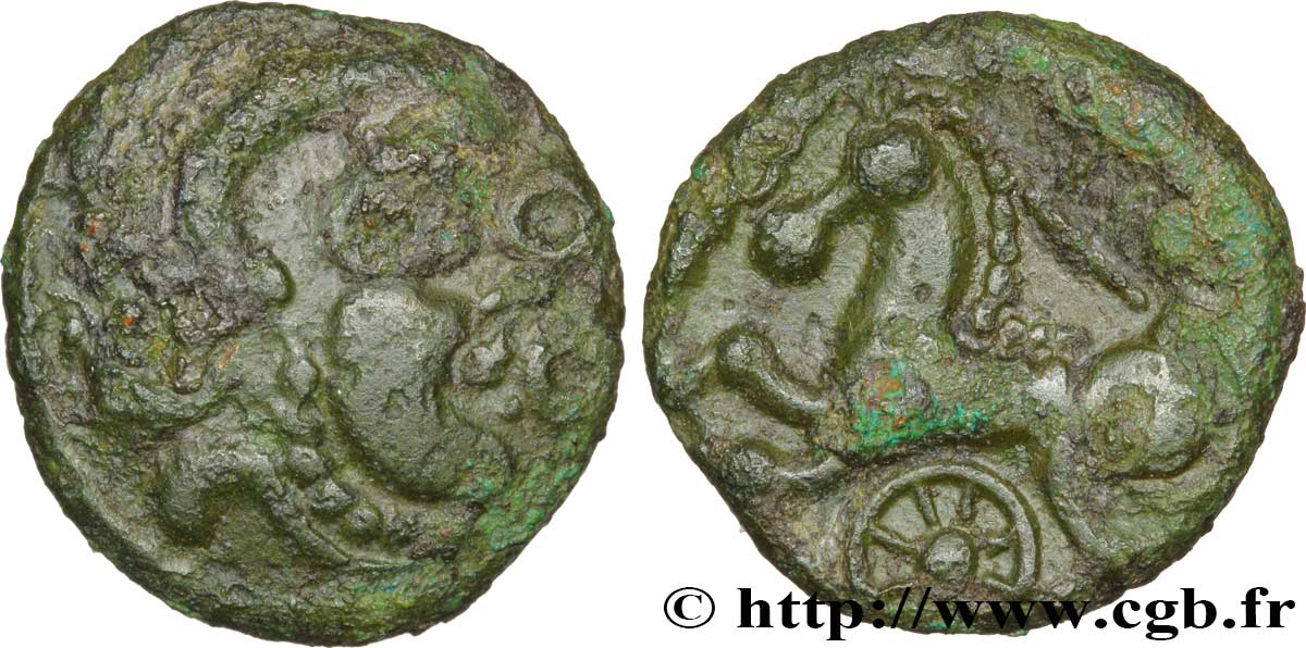 GALLIA - CALETI (Area of Pays de Caux) Bronze au cheval et à la roue XF/AU