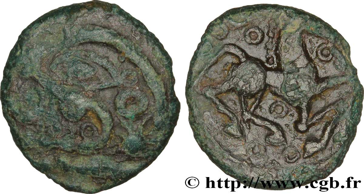 GALLIA - BELGICA - BELLOVACI (Región de Beauvais) Quart de statère en bronze à l astre, tête à gauche BC/MBC