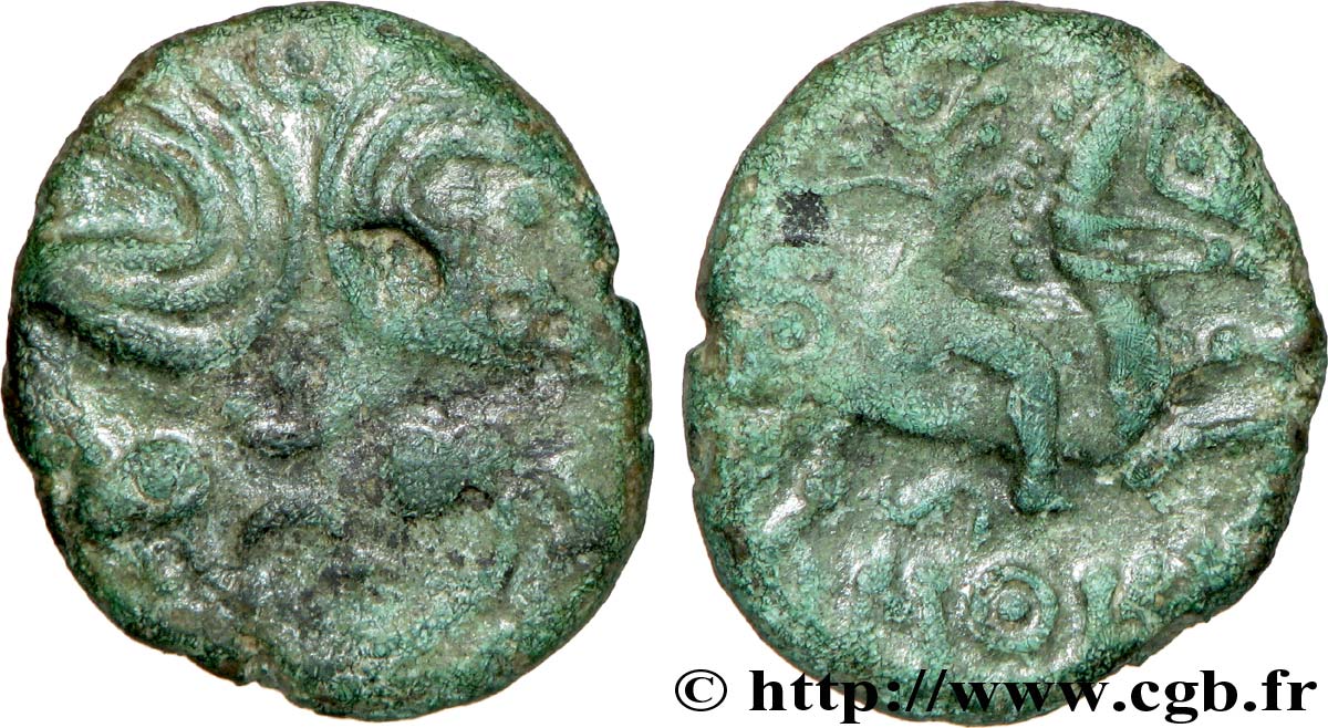 GALLIA BELGICA - AMBIANI (Regione di Amiens) Bronze IMONO au cavalier MB/BB