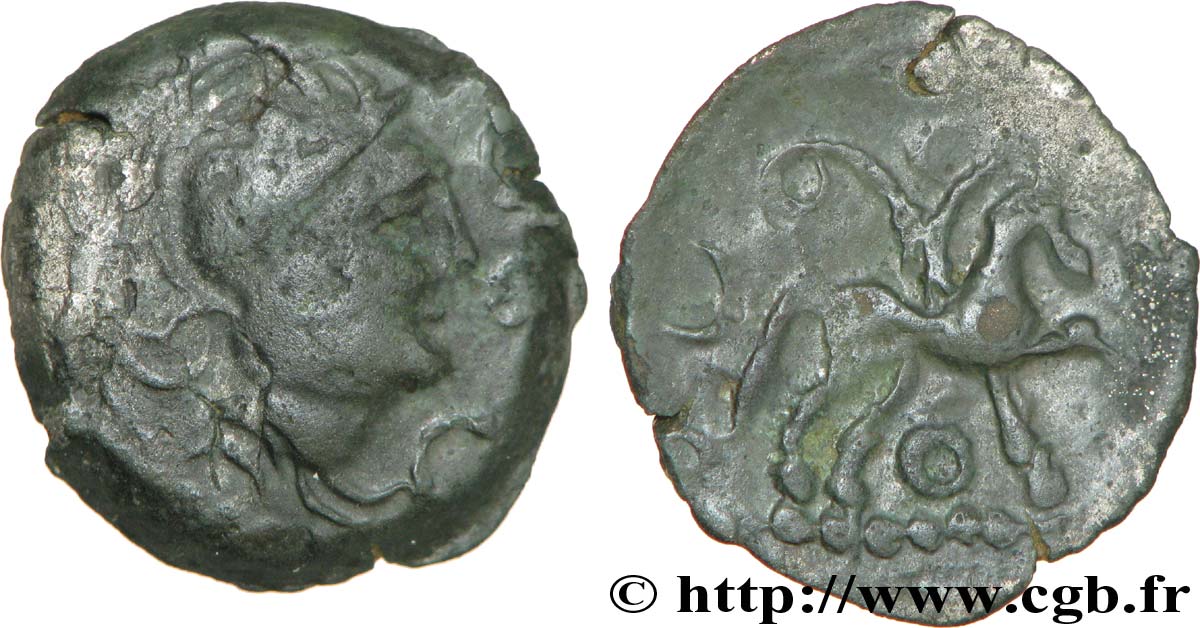 GALLIEN - BELGICA - PARISER RAUM Bronze à la tête casquée et au cheval fSS/SS