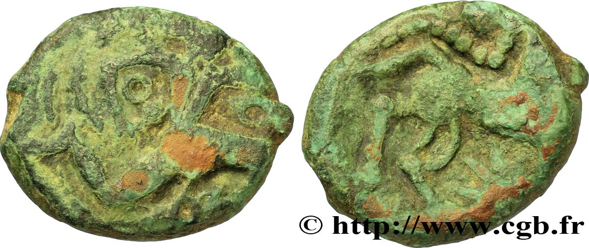 GALLIEN - BELGICA - BELLOVACI (Region die Beauvais) Bronze au personnage courant S