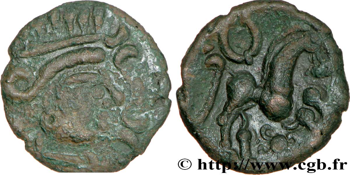 GALLIA BELGICA - AMBIANI (Región de Amiens) Bronze au cheval, BN 8432 BC+/MBC+