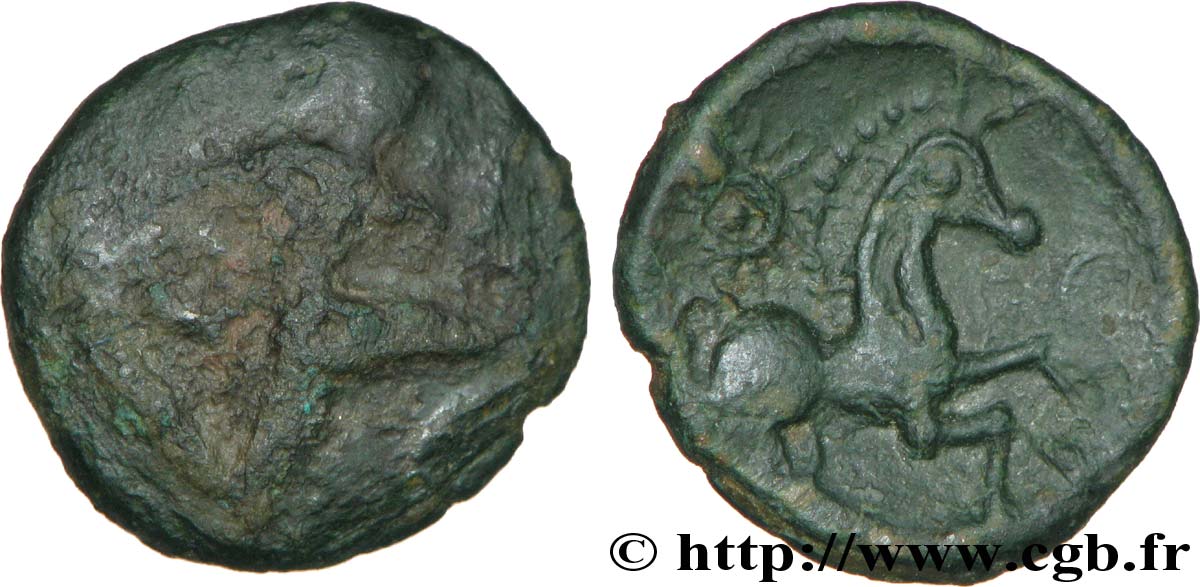 GALLIEN - BELGICA - BELLOVACI (Region die Beauvais) Bronze au personnage courant fS/SS