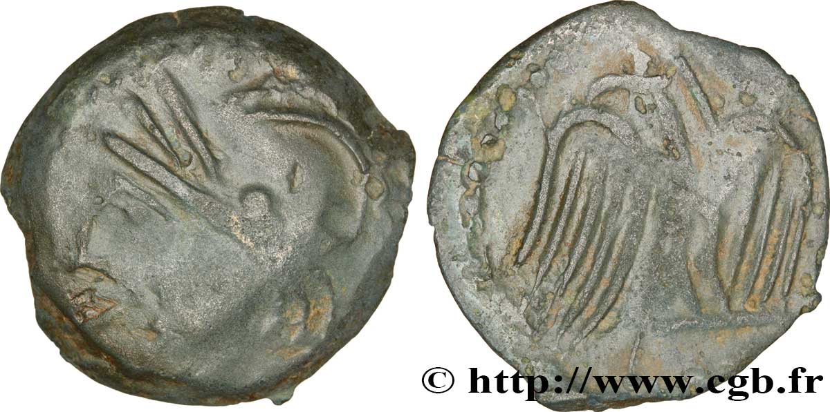 GALLIA - CARNUTES (Región de la Beauce) Bronze lourd à l’aigle et au croissant BC+