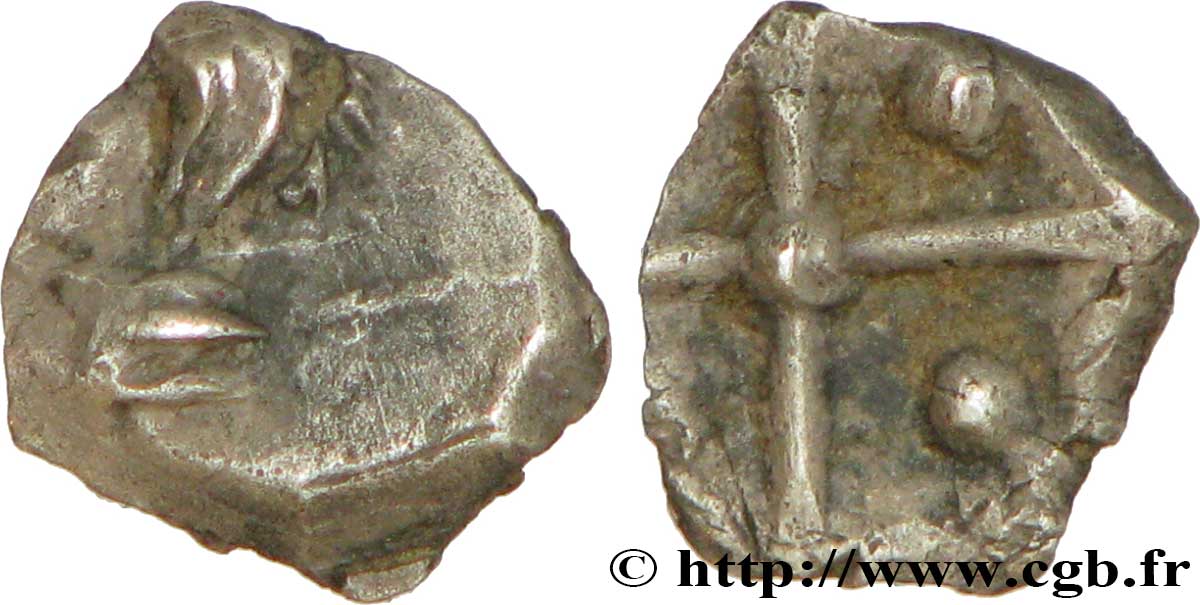 GALLIA - SUDOESTE DE LA GALLIA - CADURCI (Región de Cahors) Obole à la croix, S. 424 BC/MBC+