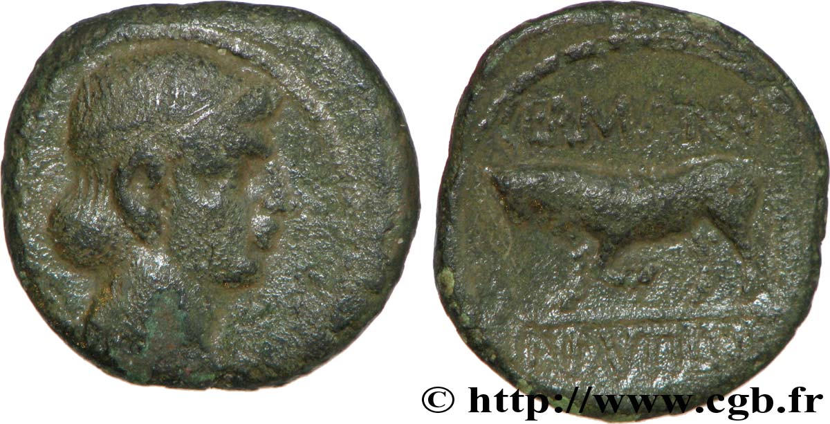 GALLIEN - BELGICA - REMI (Region die Reims) Bronze GERMANVS INDVTILLI au taureau (Quadrans) SS/fVZ