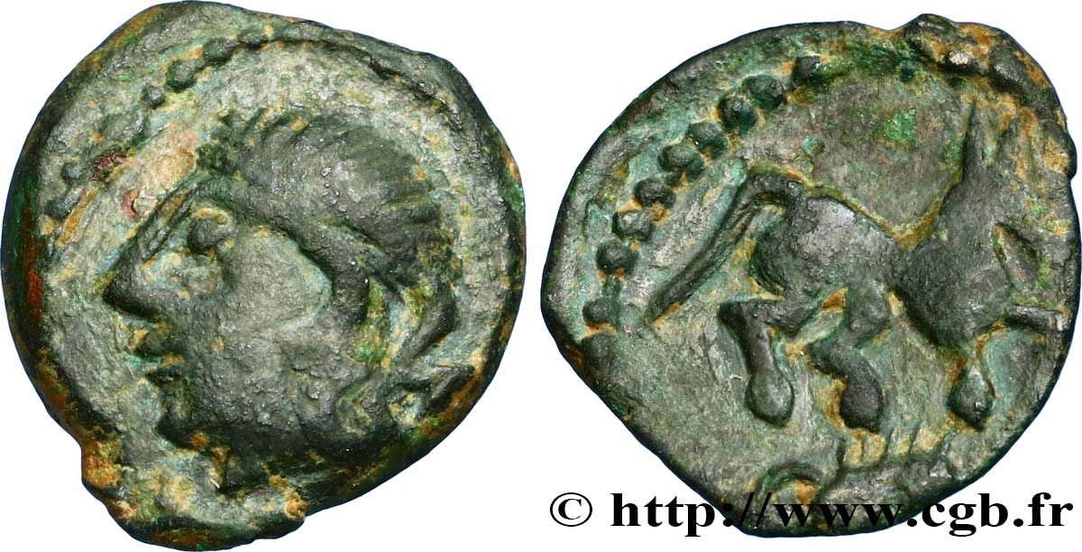 GALLIA - CARNUTES (Area of the Beauce) Bronze au cheval et au sanglier XF