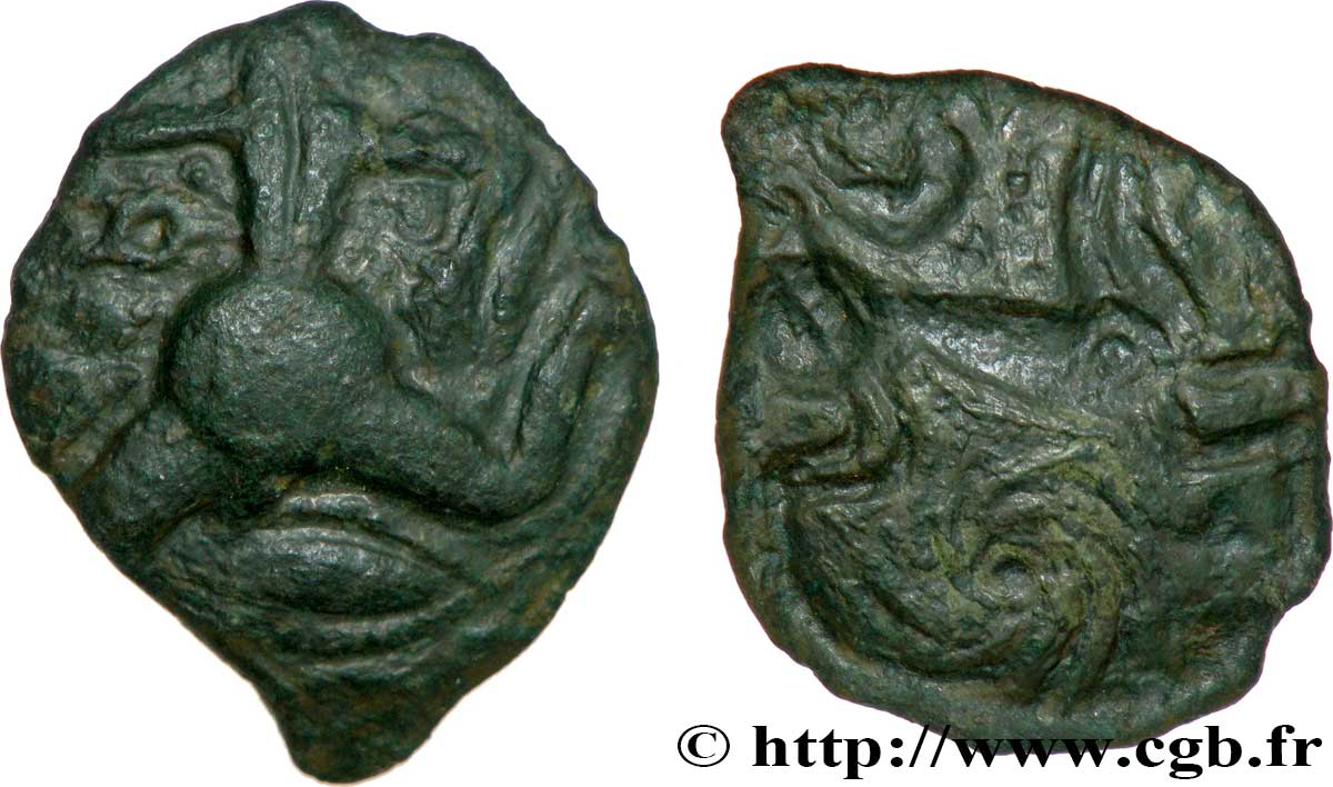 BELLOVAQUES (Région de Beauvais) Bronze au personnage courant, à l’astre rayonnant TTB/TB+