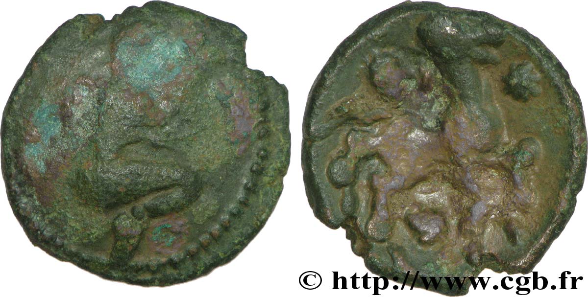 GALLIEN - BELGICA - BELLOVACI (Region die Beauvais) Bronze au personnage agenouillé S