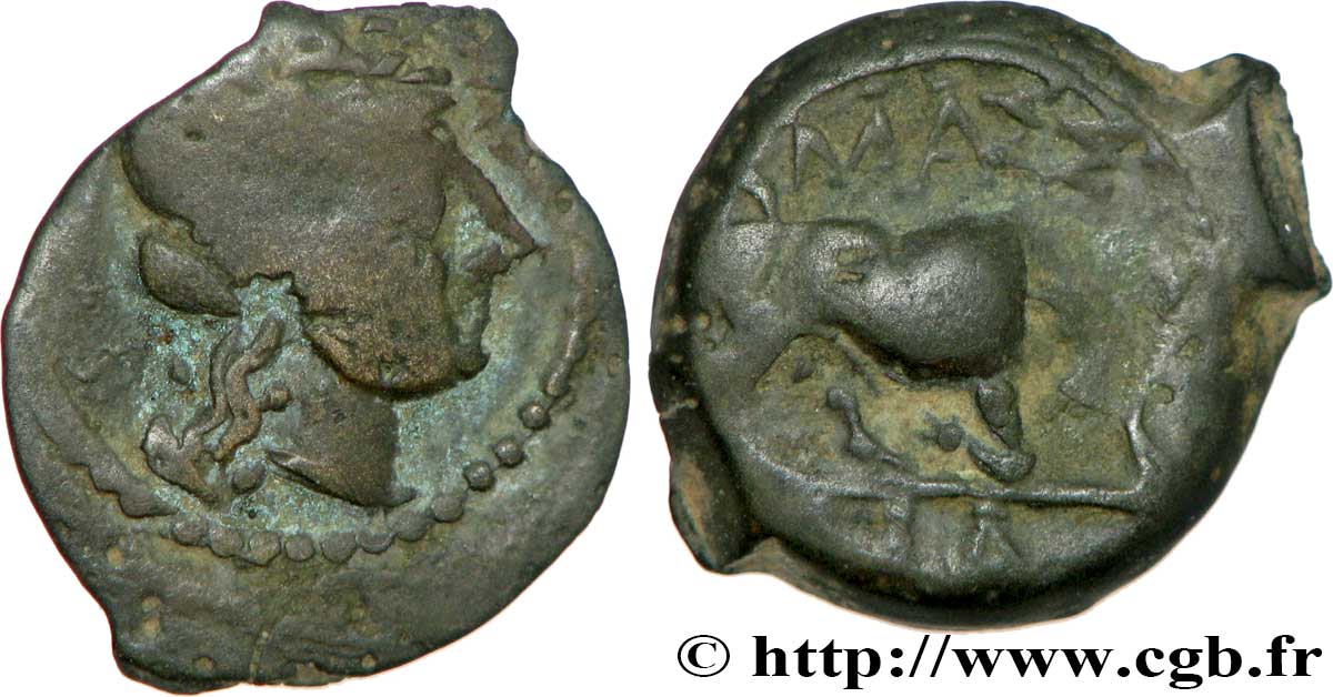 MASALIA - MARSEILLES Bronze au taureau (hémiobole ?) BC+/BC