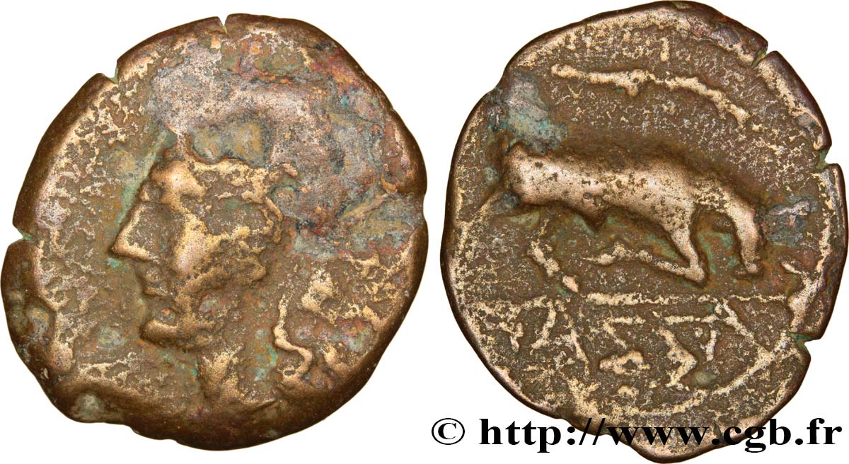 MASSALIA - MARSEILLES Moyen bronze au taureau, à la palme VF/XF