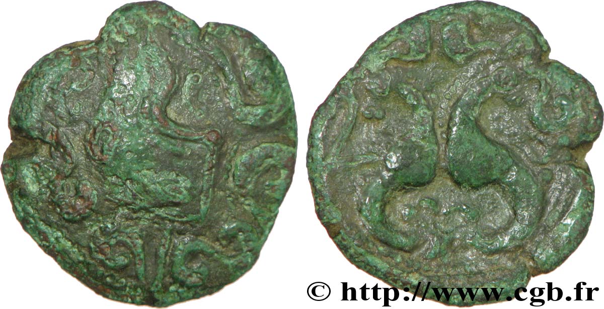 GALLIA BELGICA - AMBIANI (Región de Amiens) Bronze aux hippocampes adossés, BN 8526 BC+