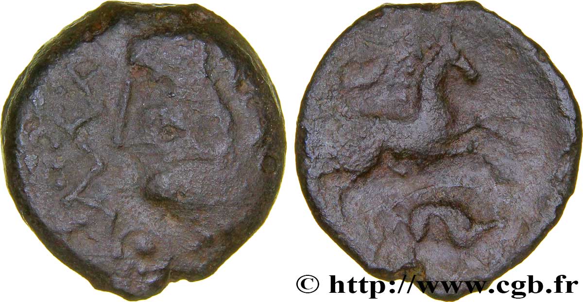 GALLIA BELGICA - MELDI (Area of Meaux) Bronze au cheval, au sanglier et à la rouelle VF/VF