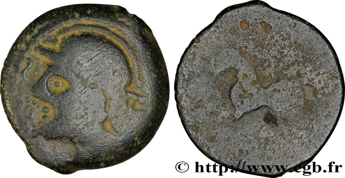 GALLIA BELGICA - SUESSIONES (Región de Soissons) Bronze CRICIRV, barbu BC/RC+