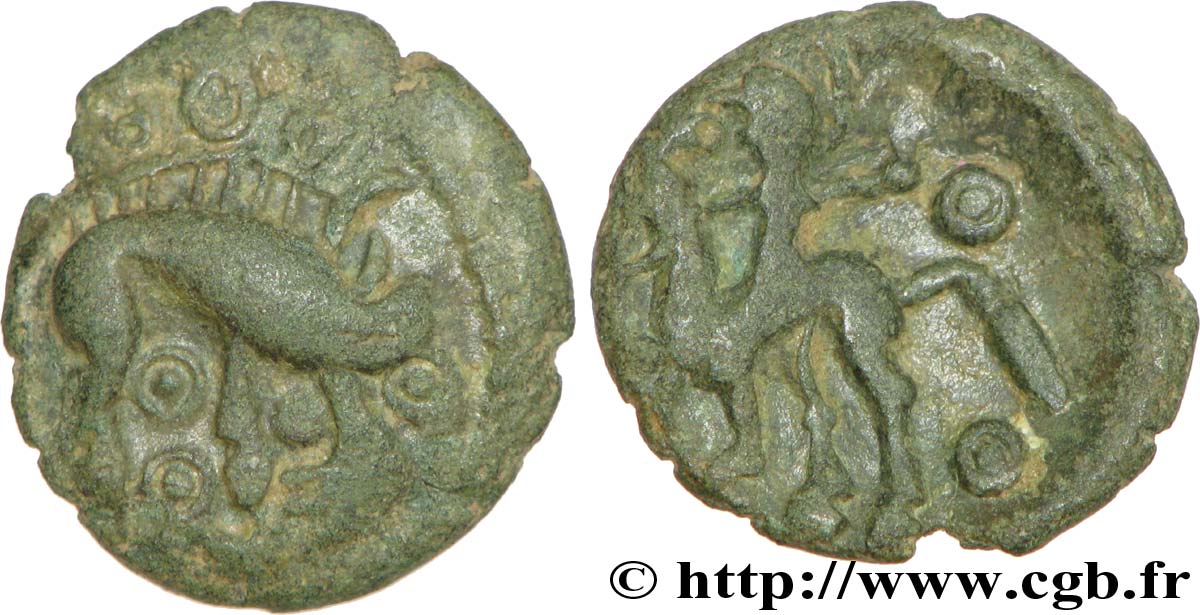 GALLIEN - BELGICA - AMBIANI (Region die Amiens) Bronze au sanglier et au cavalier fVZ