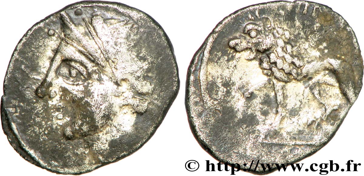 ÉDUENS (BIBRACTE, région du Mont-Beuvray) Denier VIIPOTAL au lion TB+