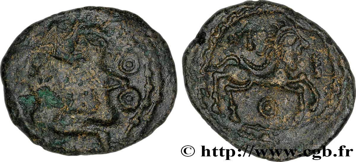 GALLIA - BELGICA - BELLOVACI (Región de Beauvais) Bronze à l’archer agenouillé et au petit cheval BC+/MBC