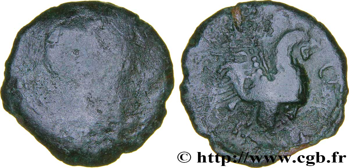 GALLIA - BELGICA - BELLOVACI (Región de Beauvais) Bronze au coq, “type de Bracquemont” RC/BC