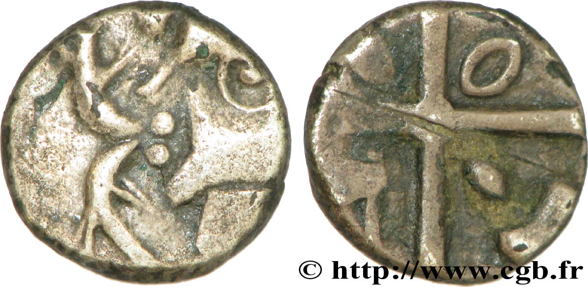 VOLQUES TECTOSAGES (région de Toulouse) Drachme “à la tête cubiste”, S. 24, flan arrondis et fourré TTB