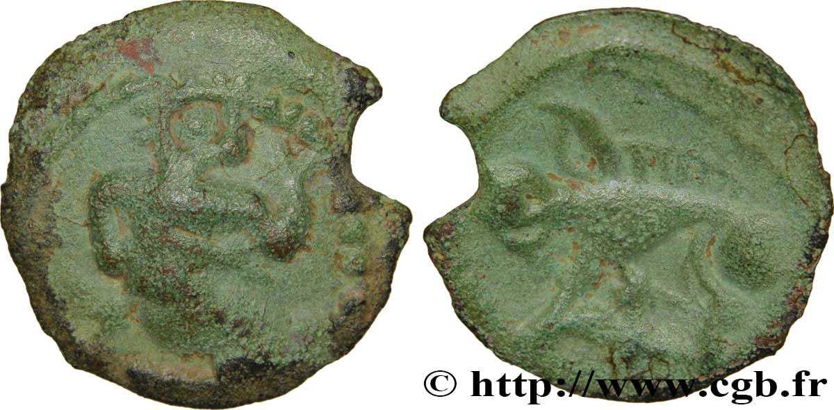 GALLIEN - BELGICA - BELLOVACI (Region die Beauvais) Bronze au personnage agenouillé et au sanglier SS
