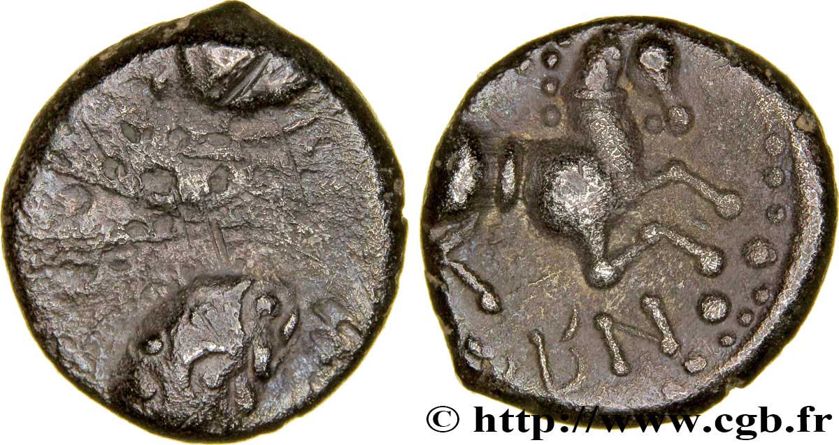 EDUENS, ÆDUI (BIBRACTE, Area of the Mont-Beuvray) Denier ANORBOS/DVBNO, coin à empreintes multiples VF/AU