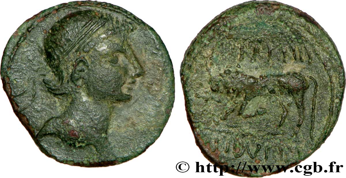 GALLIEN - BELGICA - REMI (Region die Reims) Bronze GERMANVS INDVTILLI au taureau (Quadrans) SS/fSS