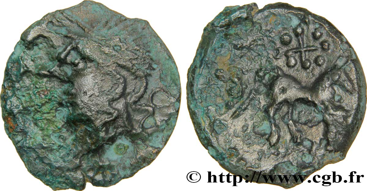 GALLIA - CARNUTES (Región de la Beauce) Bronze au cheval et au sanglier BC/BC+