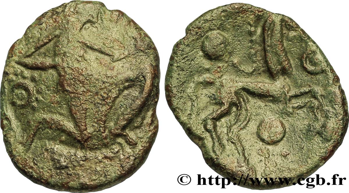 GALLIA - BELGICA - BELLOVACI (Región de Beauvais) Bronze au personnage courant BC+/MBC