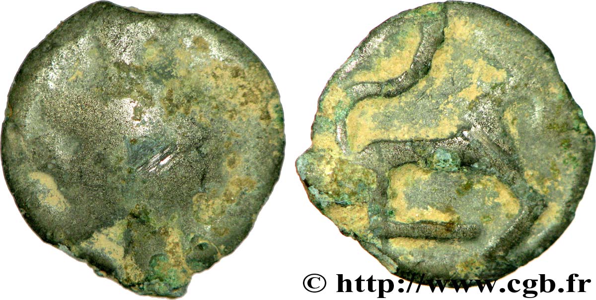 SÉQUANES - HELVÈTES, Incertaines (Suisse actuelle) Potin au cheval filiforme, “type de la Tène” B+/TTB