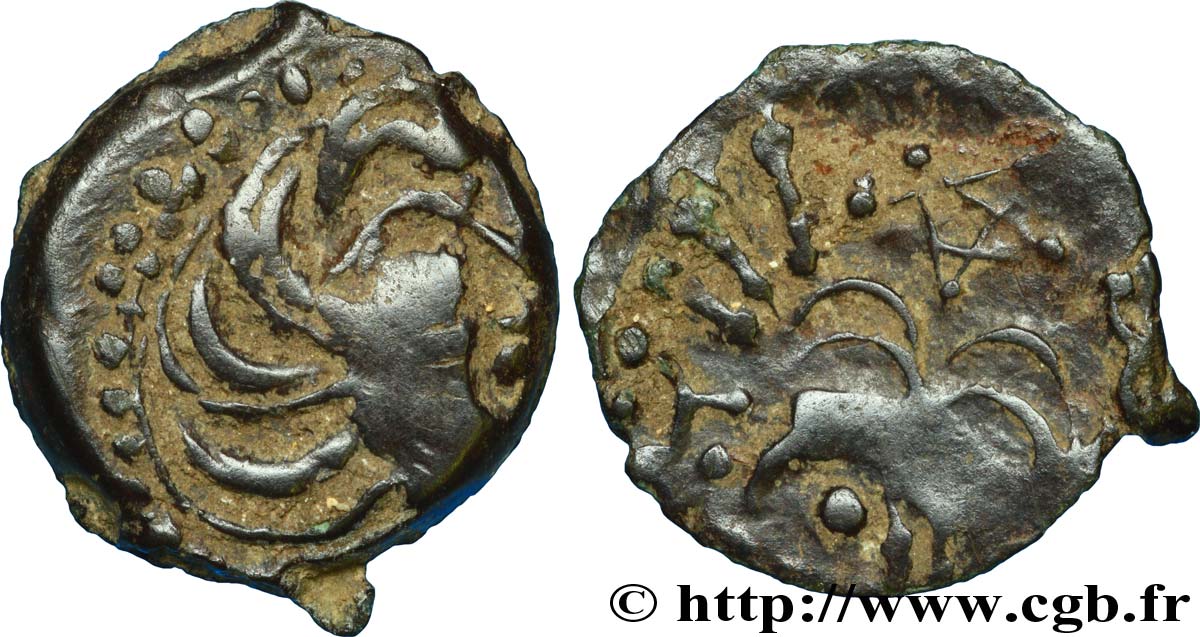 GALLIA - SENONES (Región de Sens) Bronze YLLYCCI à l’oiseau, classe XIa BC+